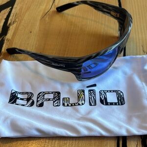Bajio Black and Blue Sunglasses nato blue glass lens